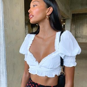 Princess Polly white crop top back detail size 4